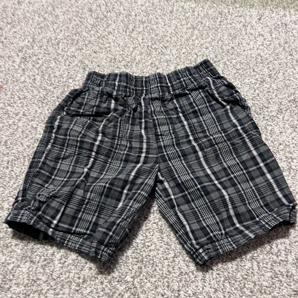 Plaid Kids Shorts - Black and Gray